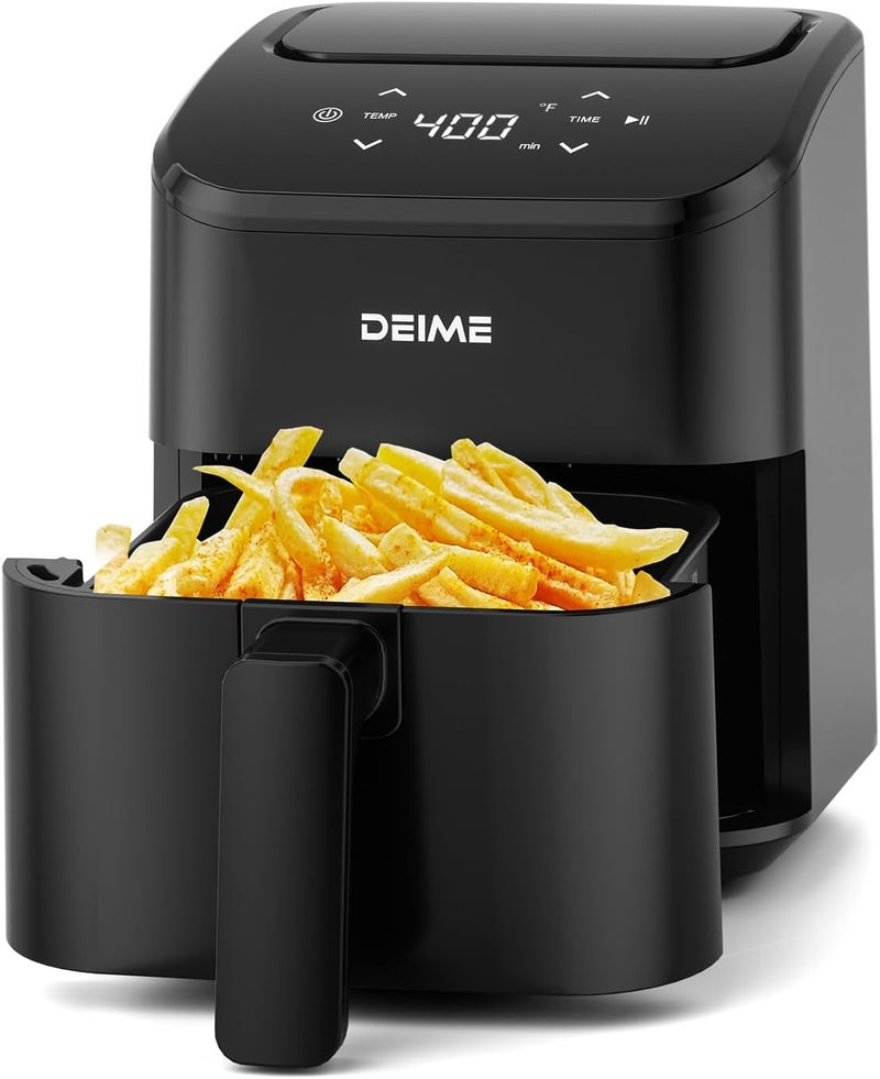 DEIME Air Fryer, Small Digital 3 Qt Airfryer Space Saving Compact, Bake, Reheat, Roasts for Quick Easy Meals, Mini Compact & Quiet, Nonstick & Dishwasher Safe Basket (Black) - Image 1